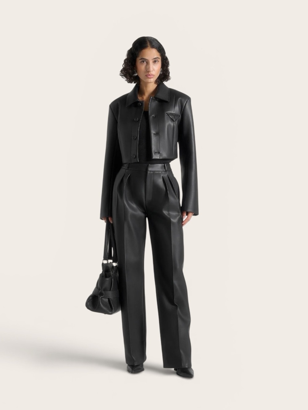 Julie Leather Twin Pleat Pants